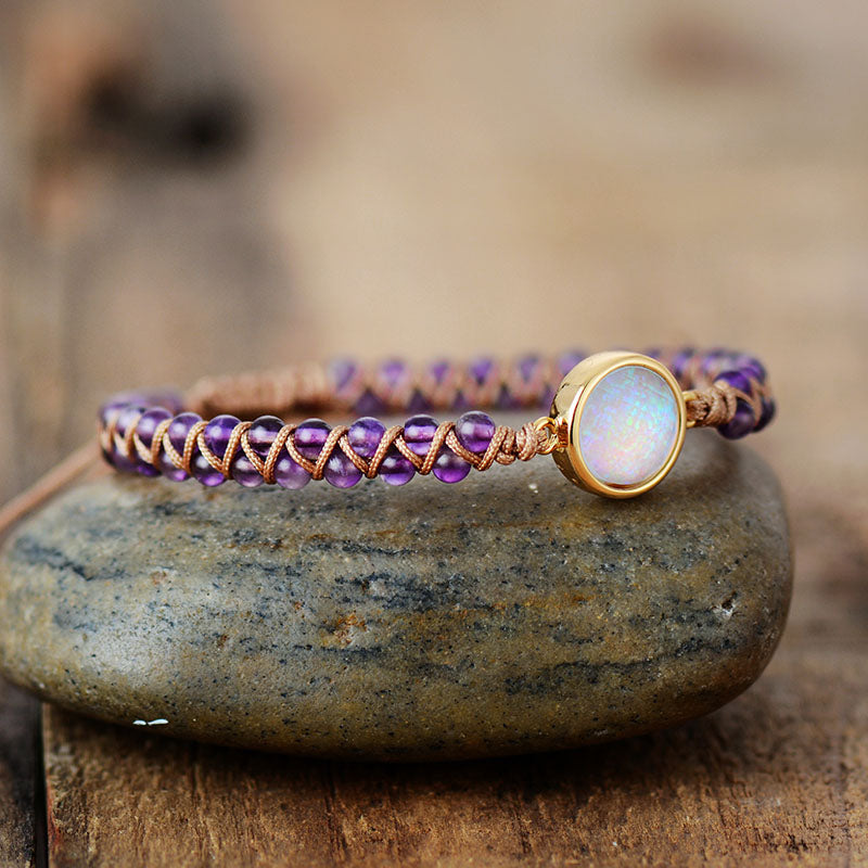 Bracelet bohème tressé en pierre et opale en 6 couleurs