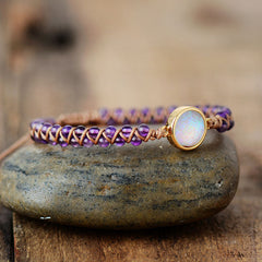 Bracelet bohème tressé en pierre et opale en 6 couleurs
