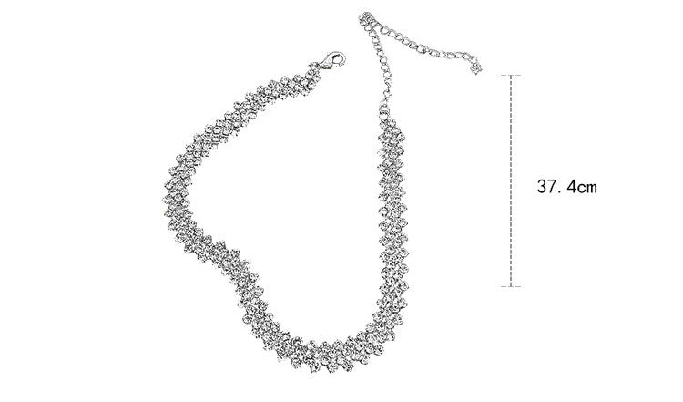 Funkelnde Strass Choker Silber Halskette
