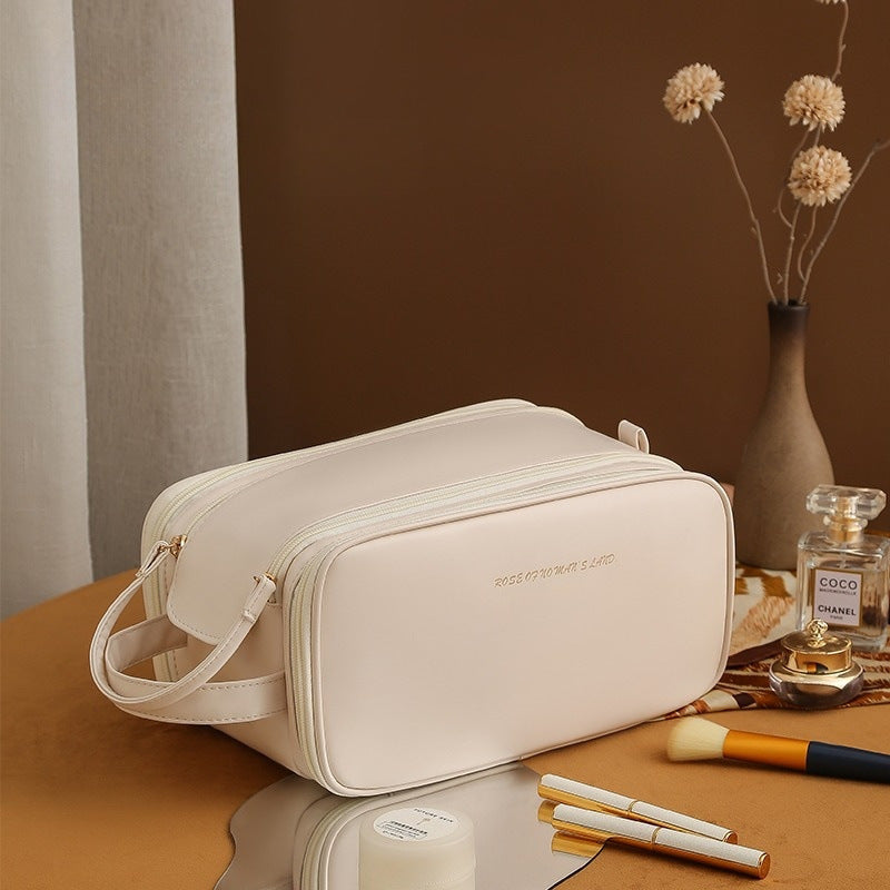 Multi-Compartment Double Zipper Cosmetic Bag in 4 Colors