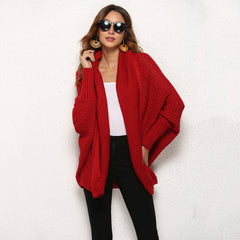 Strickjacke mit langen Fledermausärmeln