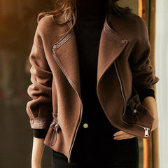 Long Sleeve Short Woolen Jacket S-4XL