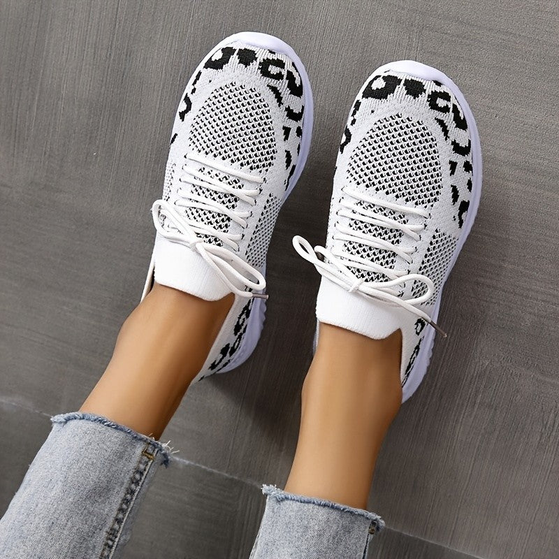 Schnür-Sneaker mit Leopardenmuster in 4 Farben
