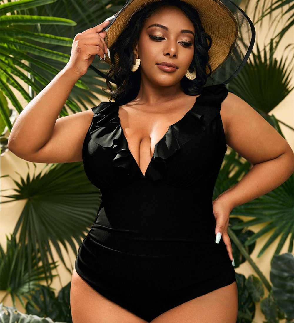 Plus Size Ruffled One Piece Swimsuit in 2 Colors XL-4XL