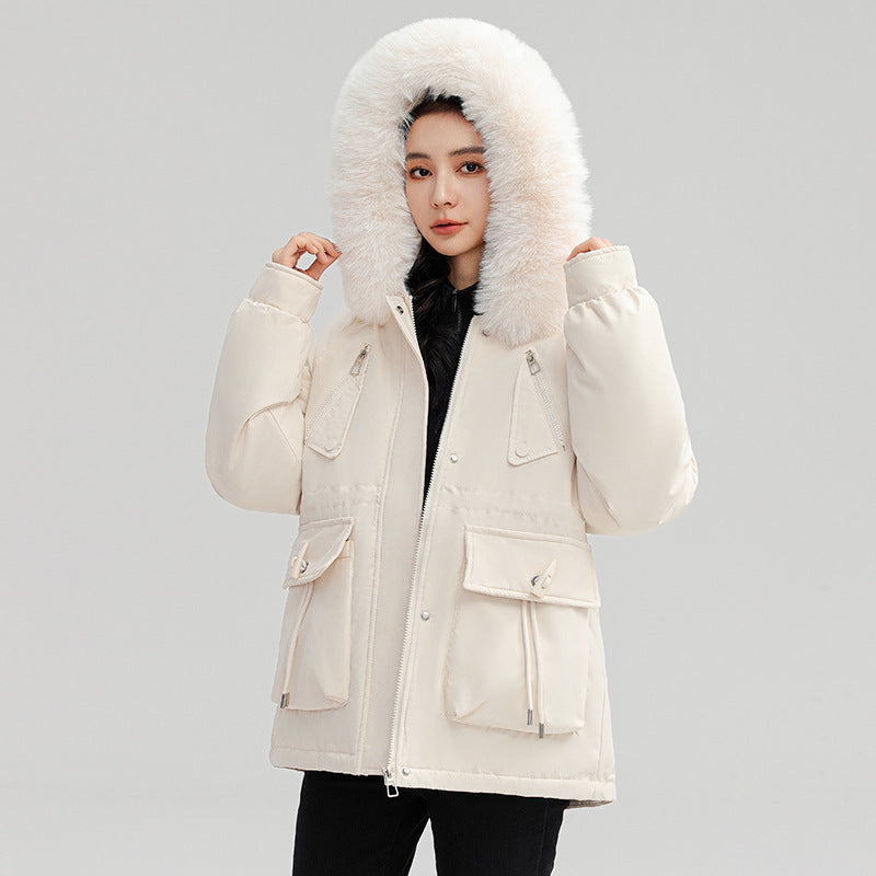 Thick Plush Winter Jacket with Fur-Lined Hood