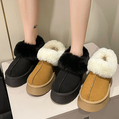 Short Ankle Height Plush Snow Boots with Thick Sole in 4 Colors