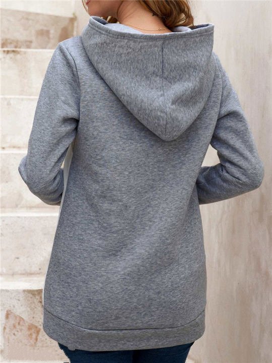 Sweat à capuche mi-long à blocs de couleurs