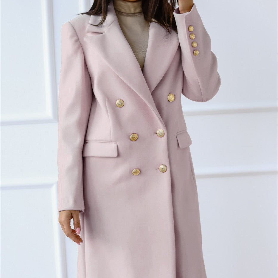 Long Sleeve Coat with Lapel and Buttons in 5 Colors S-2XL