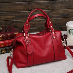 Leather Shoulder Handbag with Rivets in 4 Colors
