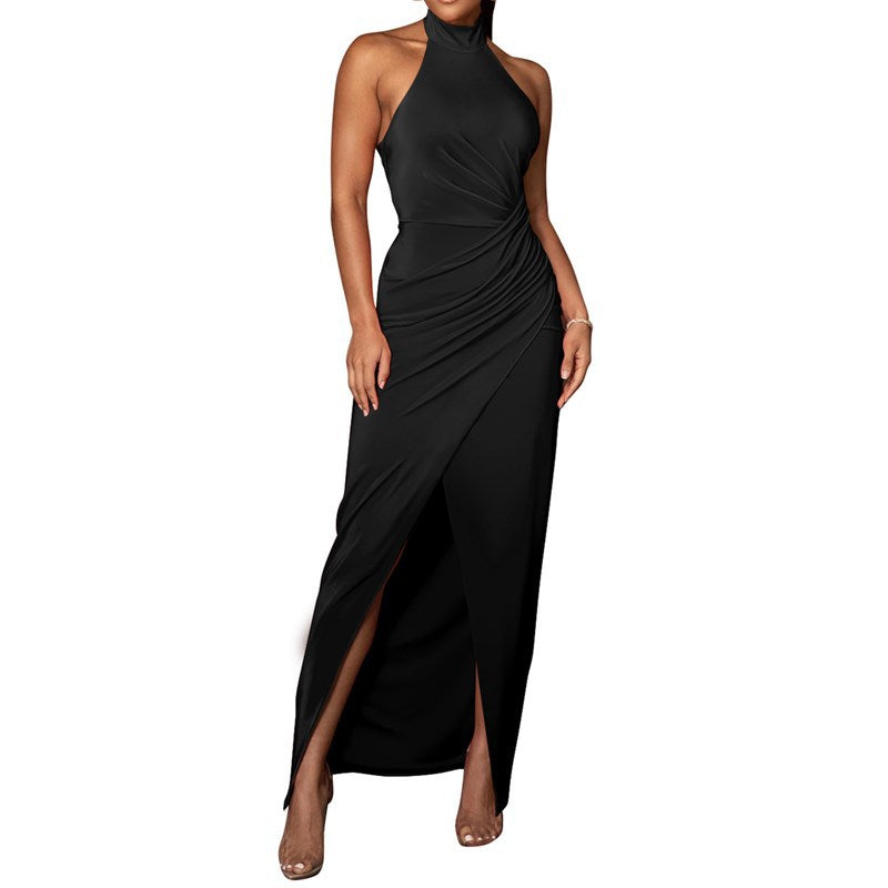 Ärmelloses Neckholder-Abendkleid mit Beinschlitz