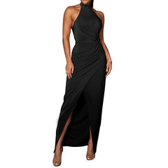 Ärmelloses Neckholder-Abendkleid mit Beinschlitz