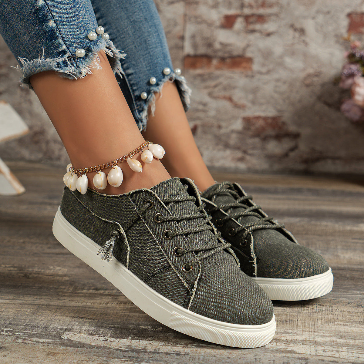Baskets basses en denim