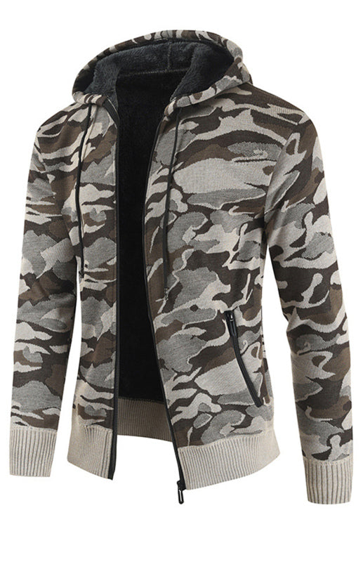Men's Hooded Camo Long Sleeve Sweater in 4 Colors M-3XL