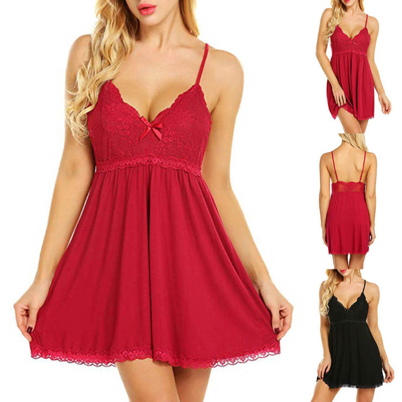 Satin and Lace Lingerie Sling Dress in 3 Colors S-XXXL