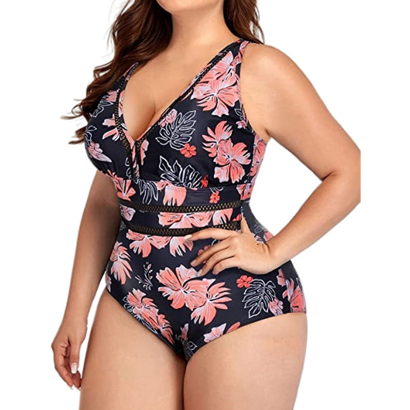 One Piece Swimsuit with Mesh S-5XL