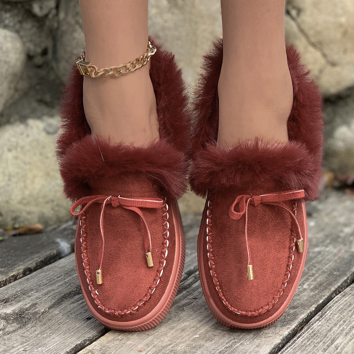 Plush Suede Platform Slippers