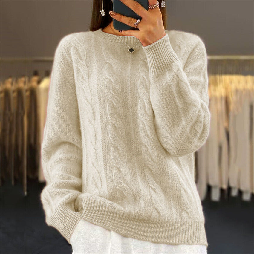 Cable-Knit Long Sleeve Sweater