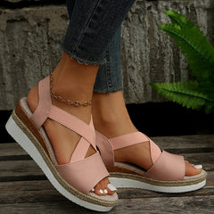 Cross-Strap Wedge Sandals in 5 Colors