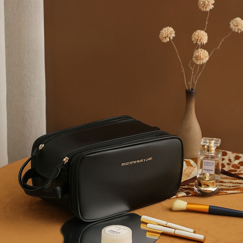 Multi-Compartment Double Zipper Cosmetic Bag in 4 Colors