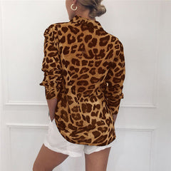 Long Sleeve Leopard Print Blouse in 4 Colors S-3XL
