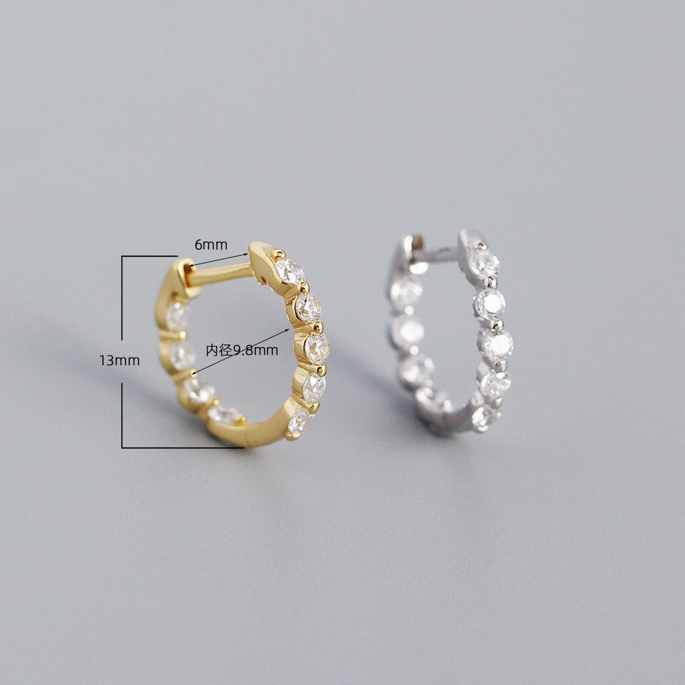 Sterling Silver Zircon Diamond Loop Earrings