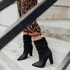 Suede High Heel Fashion Boots with Pointed Toe