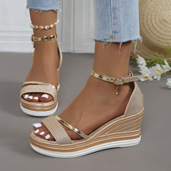 Sparkly Platform Wedge Sandals