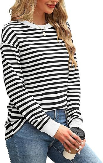 Round Neck Striped Long Sleeve Shirt