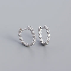Sterling Silver Zircon Diamond Loop Earrings