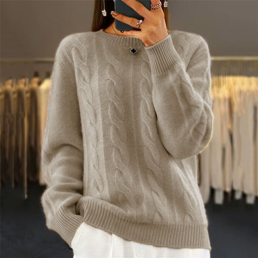 Cable-Knit Long Sleeve Sweater