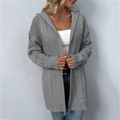 Solid Color Hooded Cardigan Sweater in 3 Colors S-XL