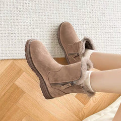 Fleece-Lined Non-Slip Leather  Snow Boots in 2 Colors