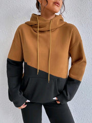 Sweat à capuche ample colorblock avec poche kangourou