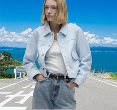 Long Sleeve Cropped Buttoned Jacket in 7 Colors S-L