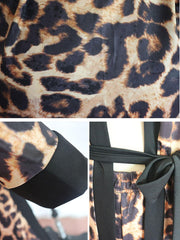 Two Piece Leopard Print Open Cardigan Pants Set