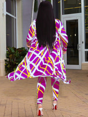 2 Pieces Stripe Print Cardigan Pants Sets