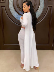 Three Pieces Ribbed Knit Pant Set