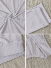 Three Pieces Ribbed Knit Pant Set