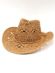 Chapeau de cowboy en paille tissée en 5 couleurs