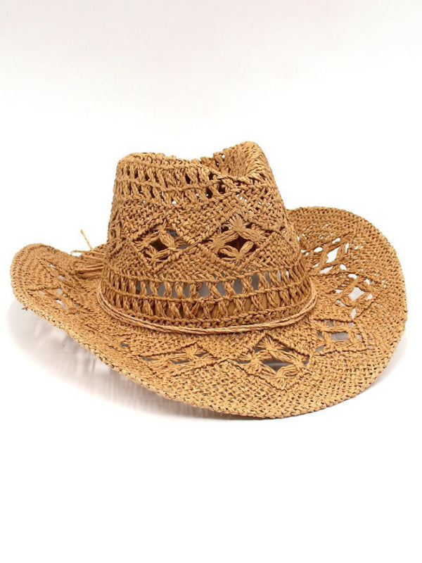 Chapeau de cowboy en paille tissée en 5 couleurs