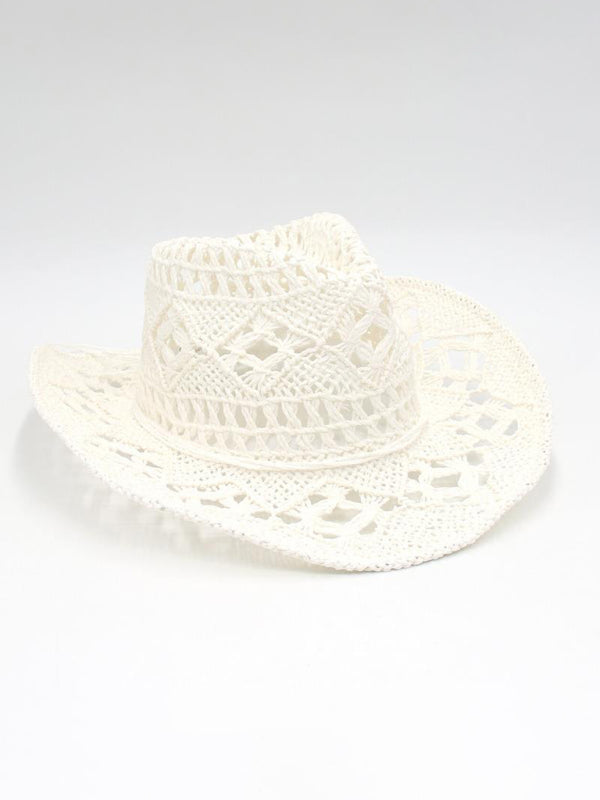 Chapeau de cowboy en paille tissée en 5 couleurs