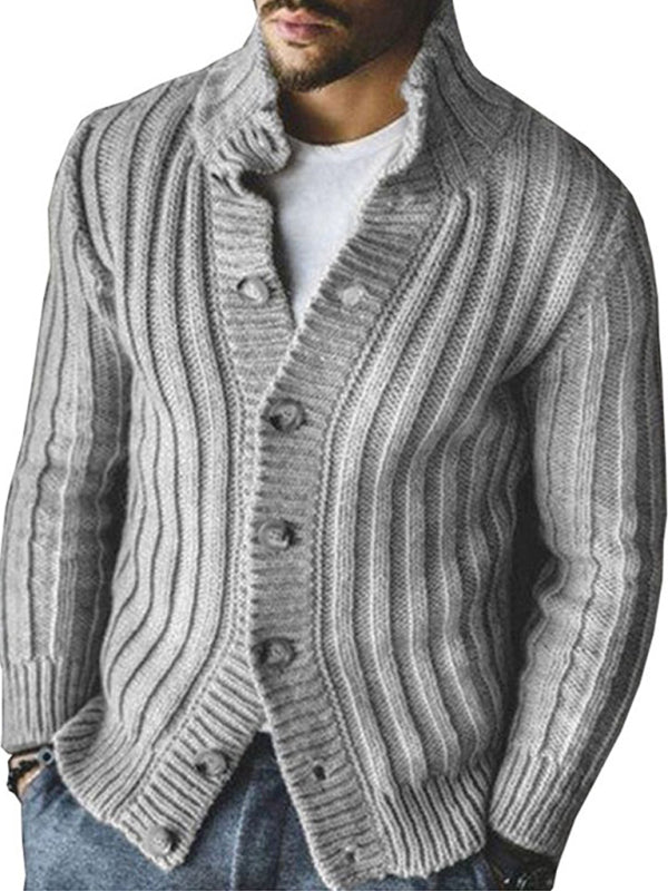 Men's Buttoned Long Sleeve Knit Sweater Cardigan in 2 Colors S-4XL