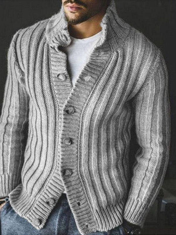 Men's Buttoned Long Sleeve Knit Sweater Cardigan in 2 Colors S-4XL