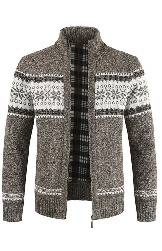 Men's Mock Neck Zippered Christmas Cardigan