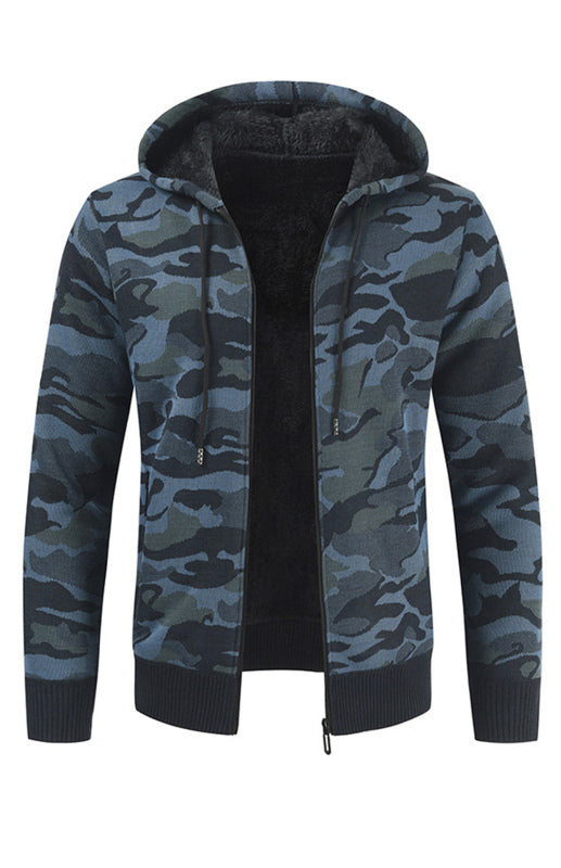 Men's Hooded Camo Long Sleeve Sweater in 4 Colors M-3XL