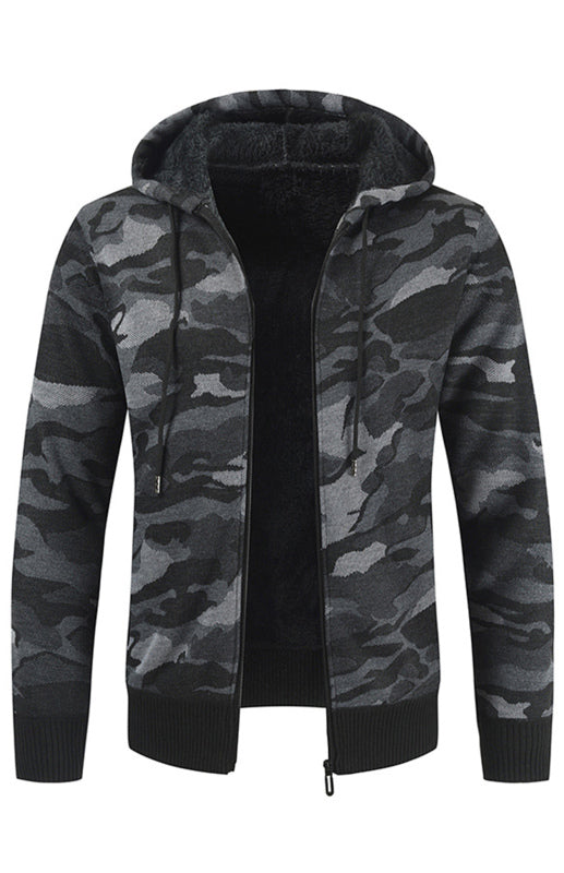 Men's Hooded Camo Long Sleeve Sweater in 4 Colors M-3XL