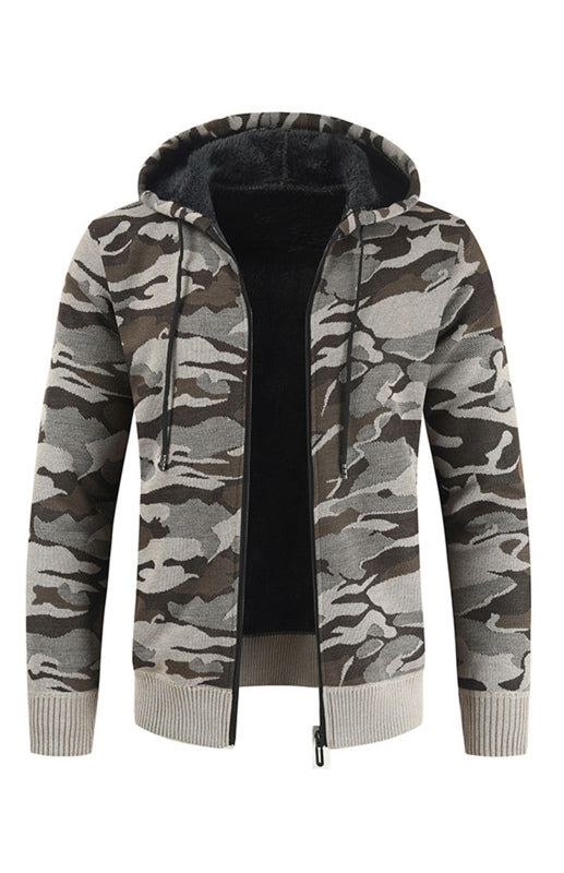 Men's Hooded Camo Long Sleeve Sweater in 4 Colors M-3XL
