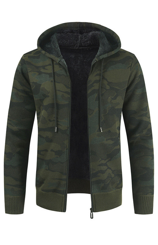 Men's Hooded Camo Long Sleeve Sweater in 4 Colors M-3XL