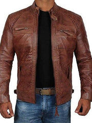 Herren Leder Slim Fit Motorrad PU Lederjacke M-5XL