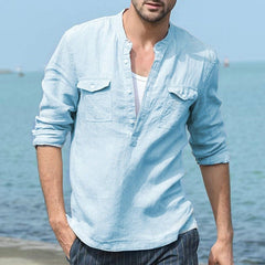 Men's Solid Cotton Shirt with Pockets in 3 Colors
